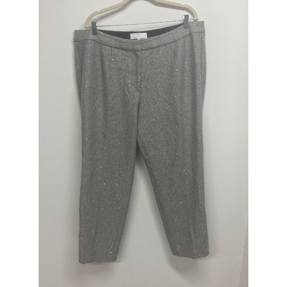 Talbots silver gray heathered sparkly wool blend pant 18 W - Picture 1 of 11